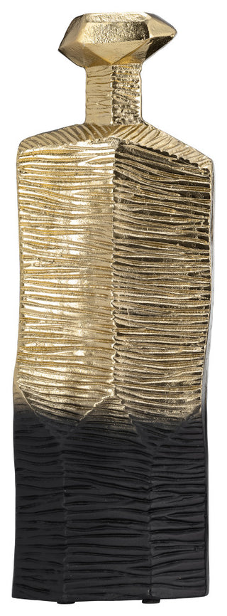 Metal, 20", Rigged Vase, Gold/Black