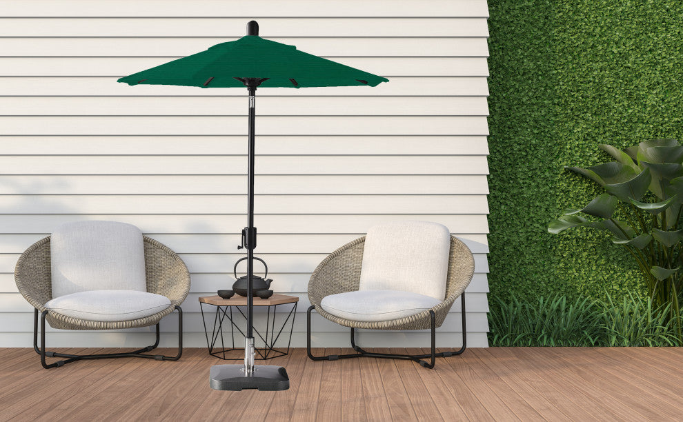 6' Round Auto Tilt Market Umbrella, Black Sapphire Frame, Forest Green