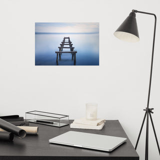 Soft Blue Lake and Abandoned Pier Landscape Photo Loose Wall Art Prints, 12" X 18"