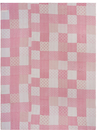 Soft Pink Kantha Coverlet, King 9'2"x8'