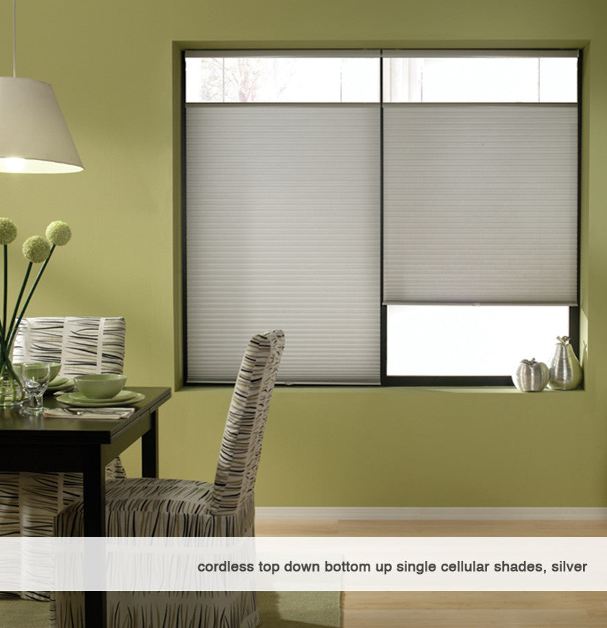 Custom Top Down Bottom Up Cordless Cell Shades, 43"x54", White