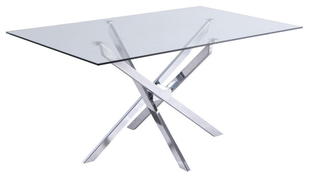 Xander Dining Table, Chrome Legs, Rectangular Top