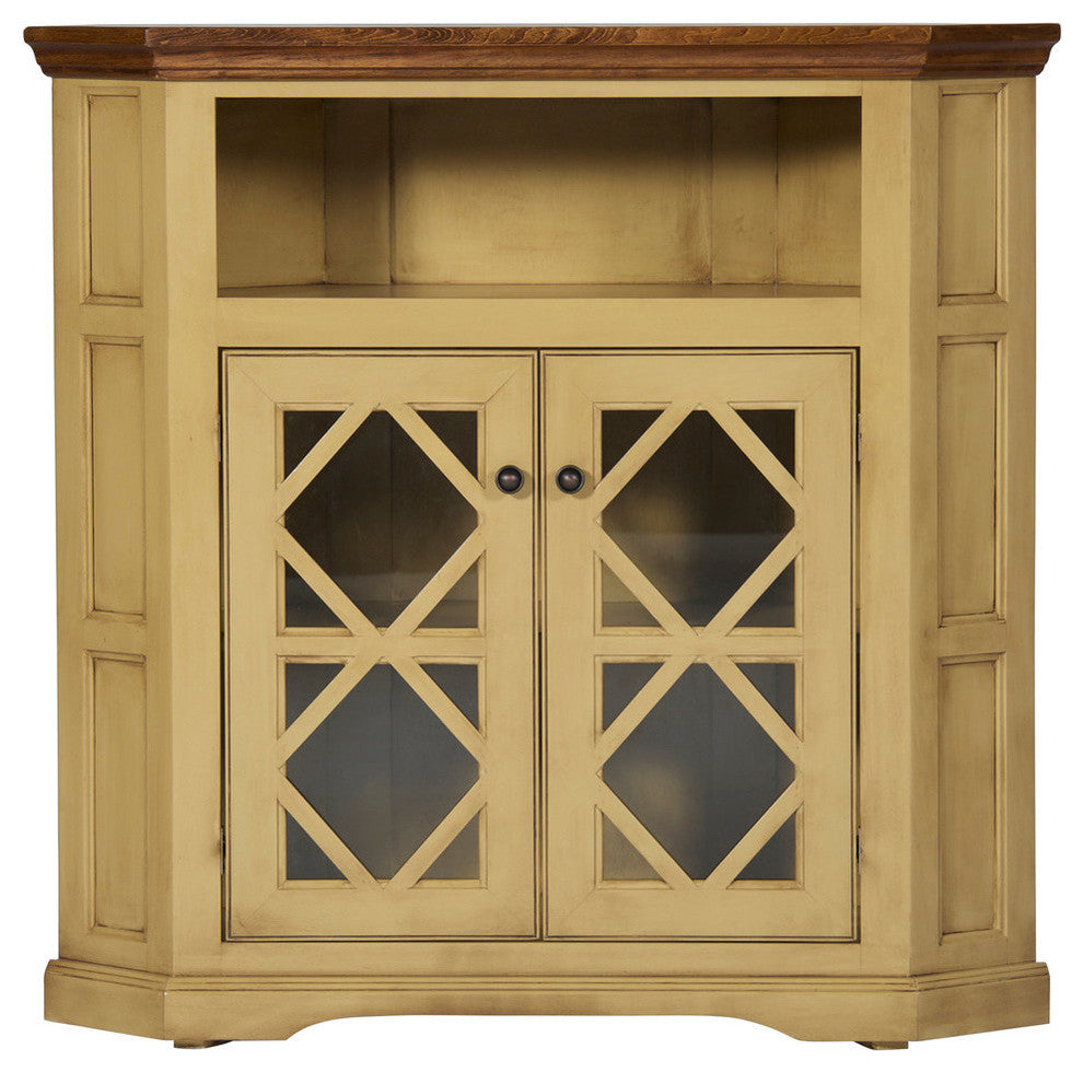 42" Shelter Bay Corner Credenza, Summer Sage, Concord Cherry