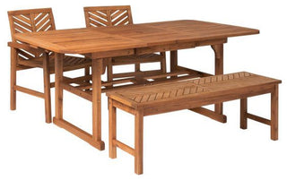4-Piece Extendable Outdoor Patio Dining Set - Brown