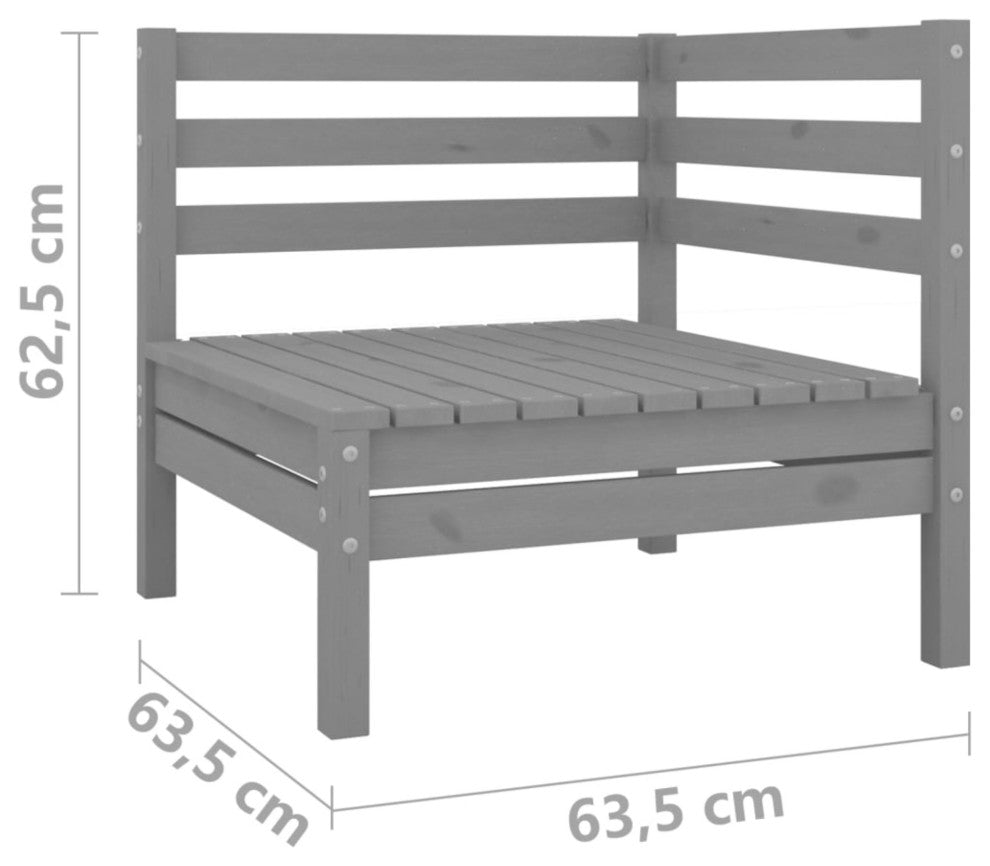 Vidaxl Patio Corner Sofas 2-Piece Gray Solid Pinewood
