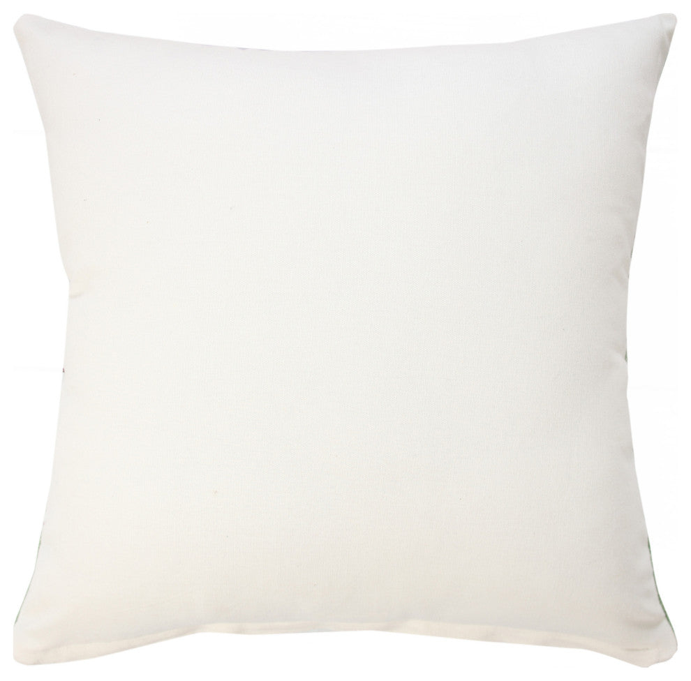 Fairytale Motif Bordered Throw Pillow, Green/White, 20"x20"