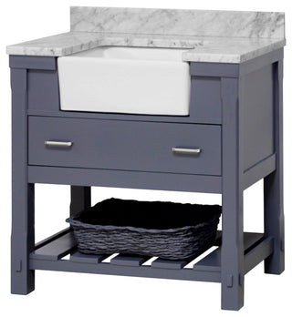 Charlotte 36" Bathroom Vanity, Marine Gray, Carrara Marble Top