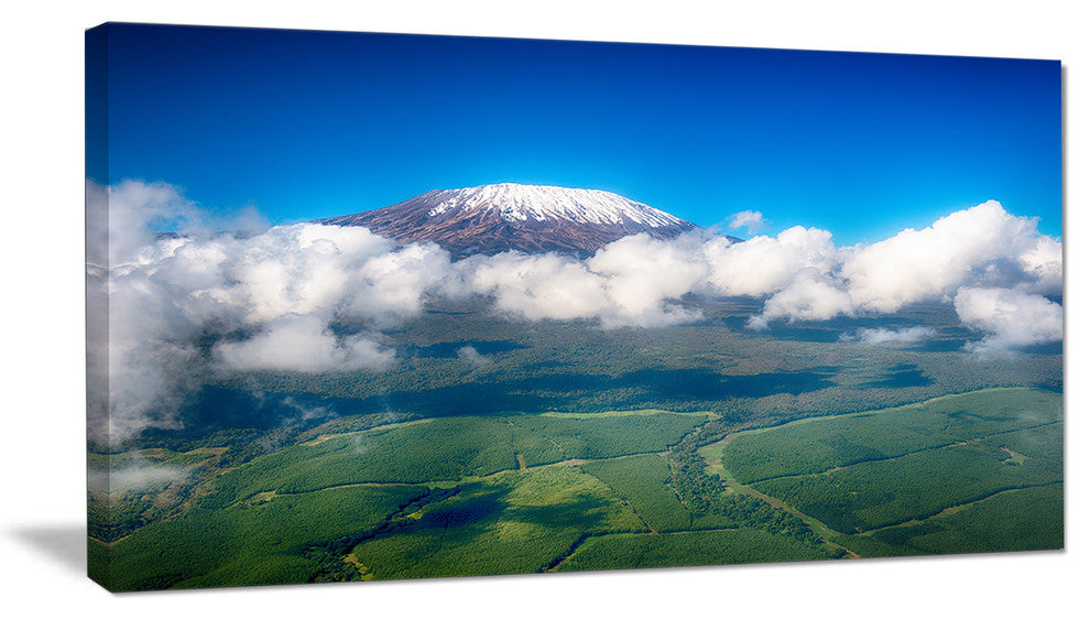 Aerial View of Mount Kilimanjaro, Landscape Canvas Art Print, 32"x16"