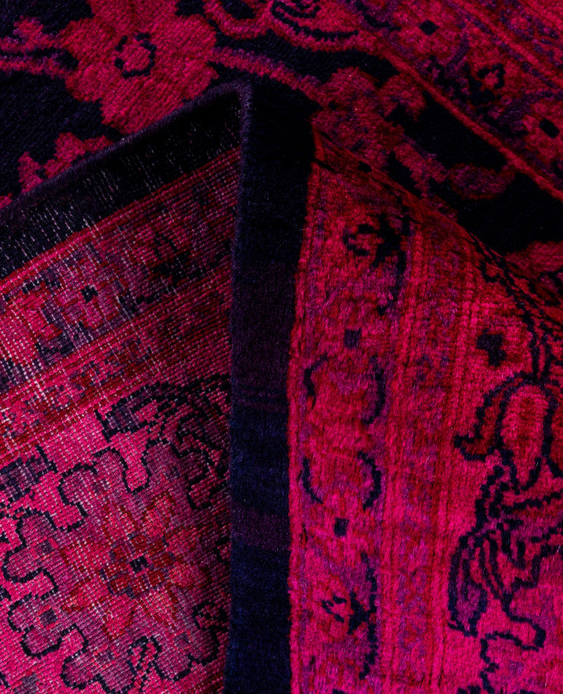 Overdyed One-of-a-Kind Hand-Knotted Area Rug Pink, 4' 1" x 6' 4"