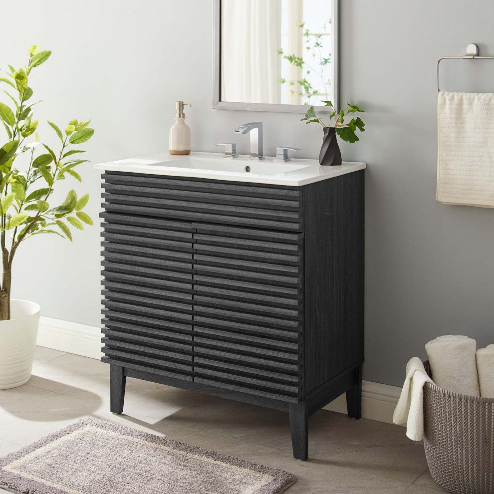 Render 30" Bathroom Vanity Cabinet, Charcaol White