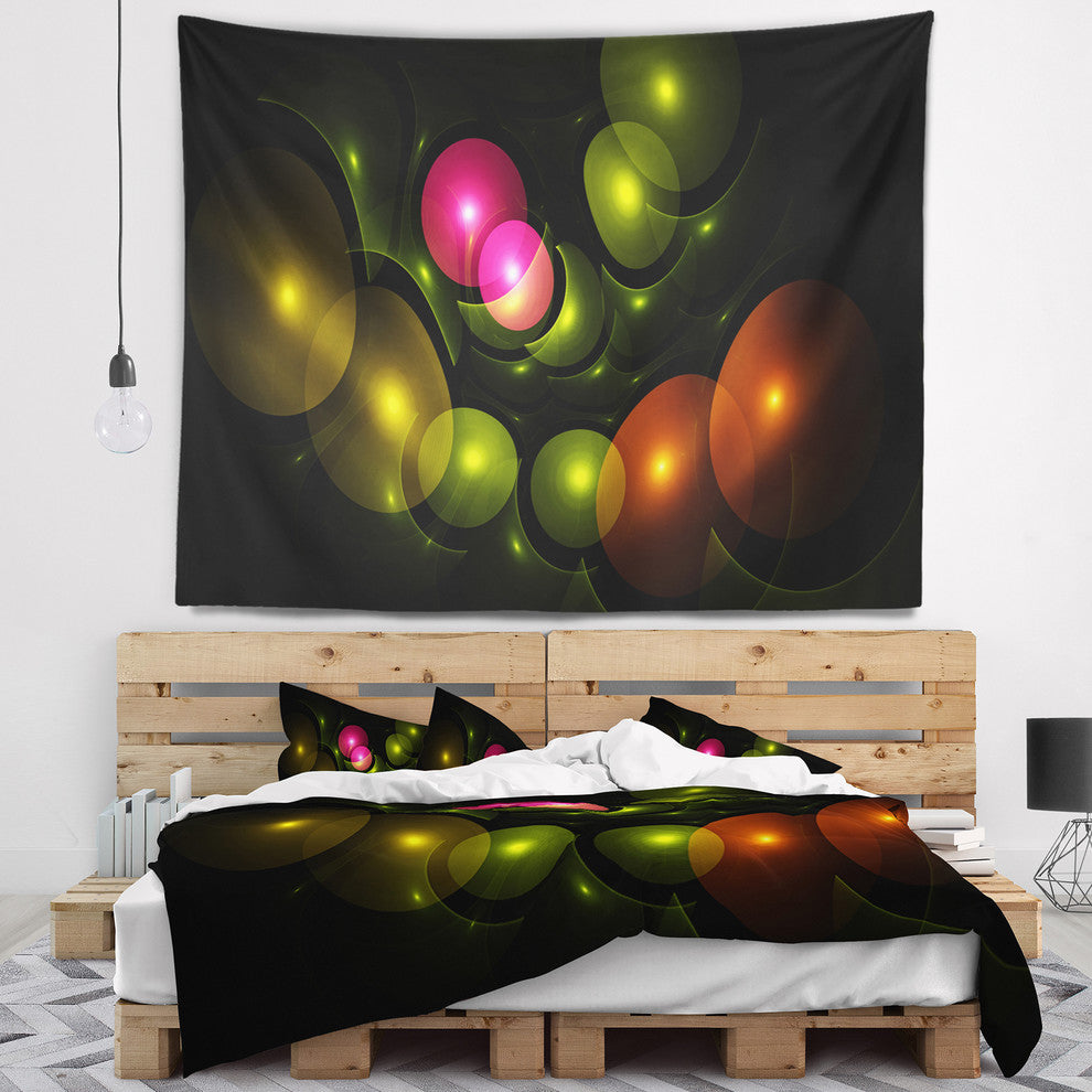 Multi Color 3D Surreal Circles Abstract Wall Tapestry, 60"x50"