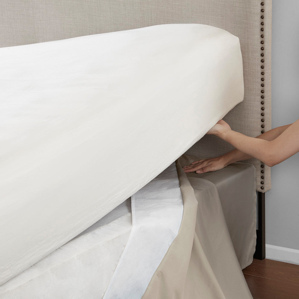 Madison Park Simple Fit Wrap Around Adjustable Bedskirt, Khaki
