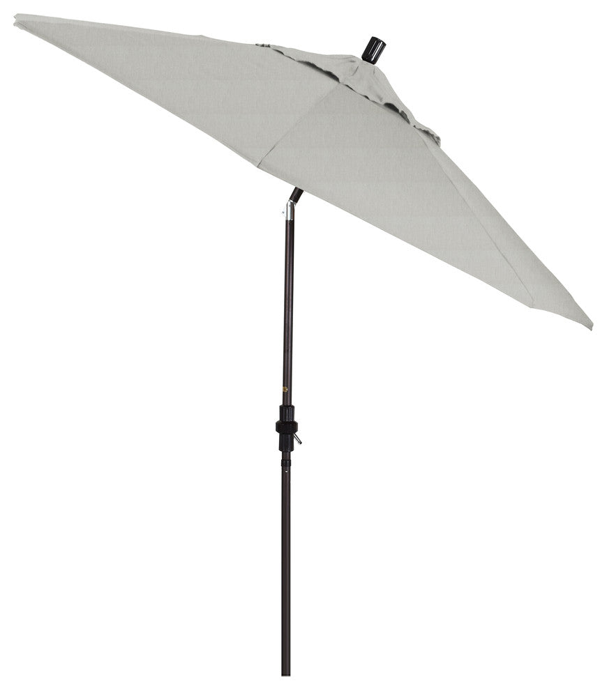 9' Bronze Collar Tilt Crank Lift Aluminum Umbrella, Sunbrella, Granite