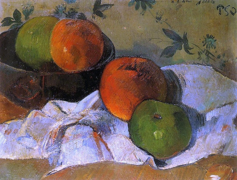 Paul Gauguin Apples and Bowl, Gallery Wrapped Canvas Print, 21"x28"