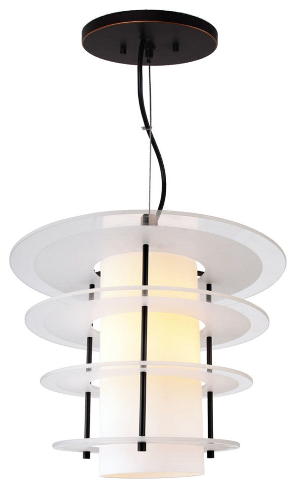 Ramsay Pendant Lighting, Bronze, Frosted Glass Layers