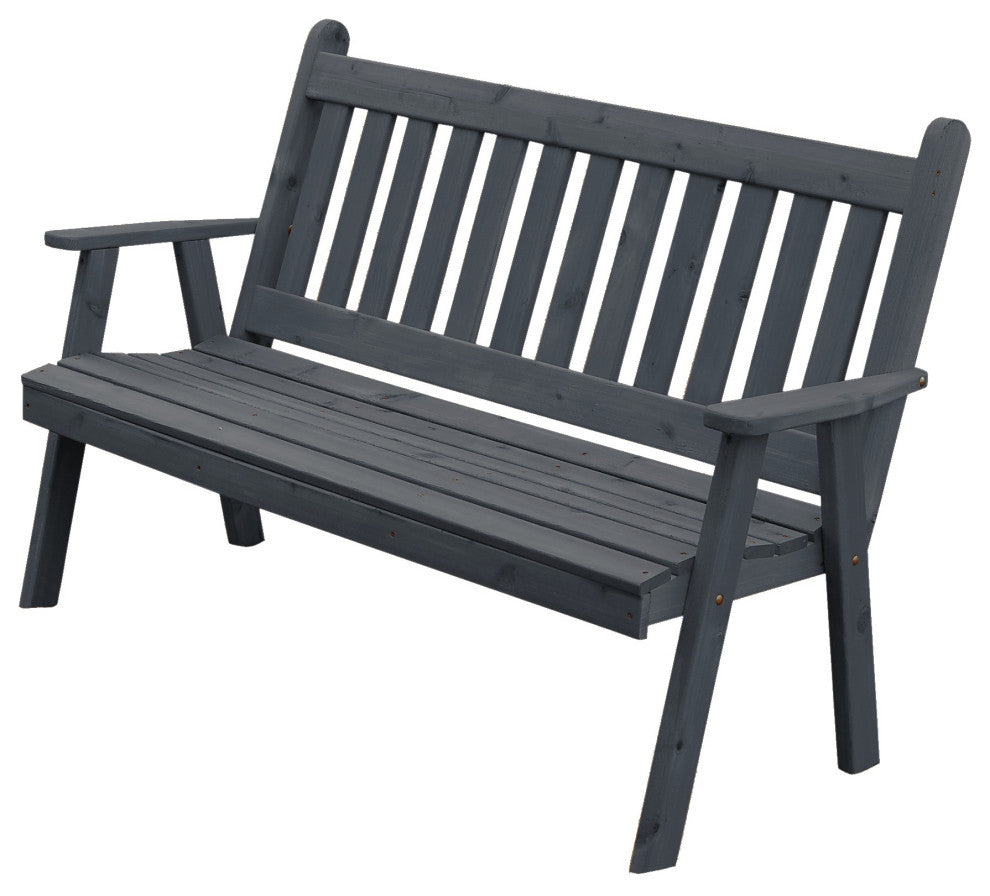 Cedar Traditional English Bench, Charcoal Stain, 6 Foot