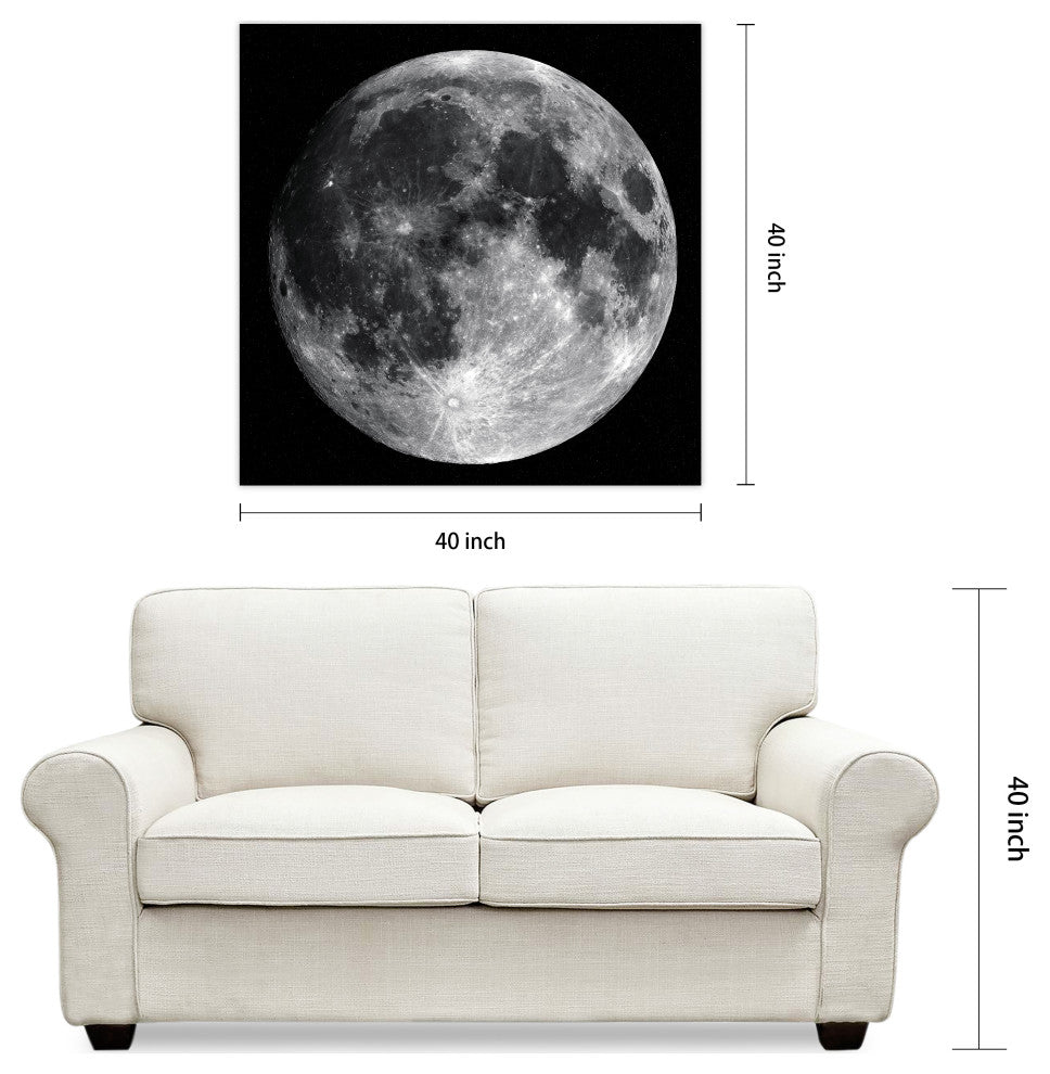 Full Moon Wall Art Frameless Free Floating Tempered Glass Panel 40"x 40"