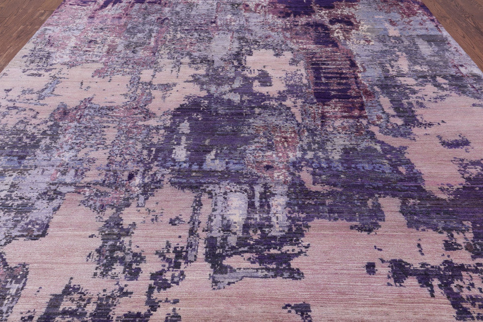 8' 1" X 10' 0" Wool and Silk Modern Handmade Rug Q7213