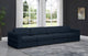 Beckham Linen Textured Fabric Upholstered 4-Piece Modular Sofa, Navy