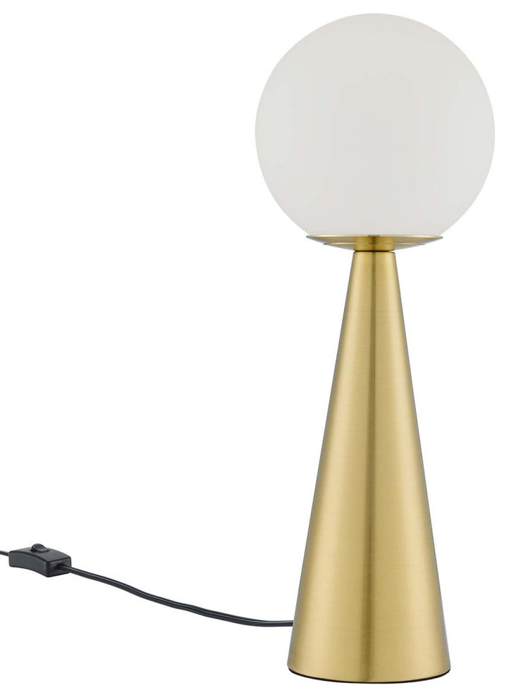 Table Lamp, White Gold, Glass, Modern, Mid Century Cafe Bistro Hospitality