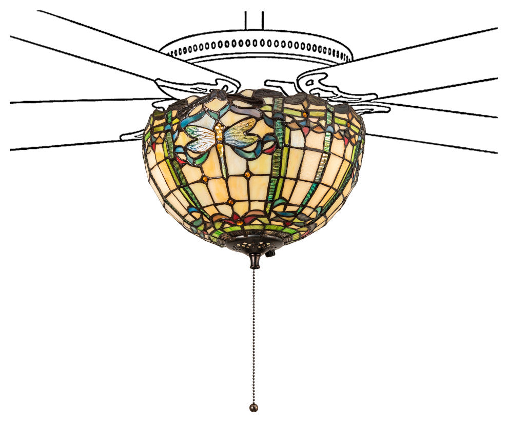 12 Wide Tiffany Dragonfly Fan Light