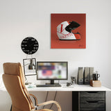 "Valentino Speeding Helmet" Frameless Floating Tempered Glass Panel Wall Art