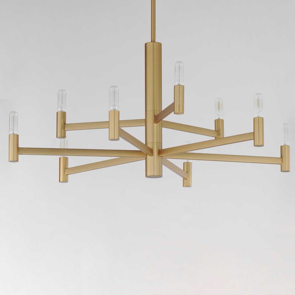 Maxim 21369 Emana 9 Light 34"W Chandelier - Natural Aged Brass