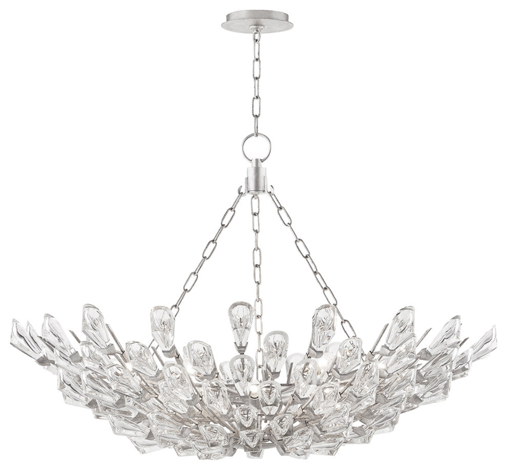 Tulip 9 Light 40" Chandelier, Clear K9 Crystal, Silver