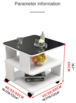 Modern Simplicity Coffee Table Made of Solid Wood with Multifunctional Storage, White+black, L15.7"