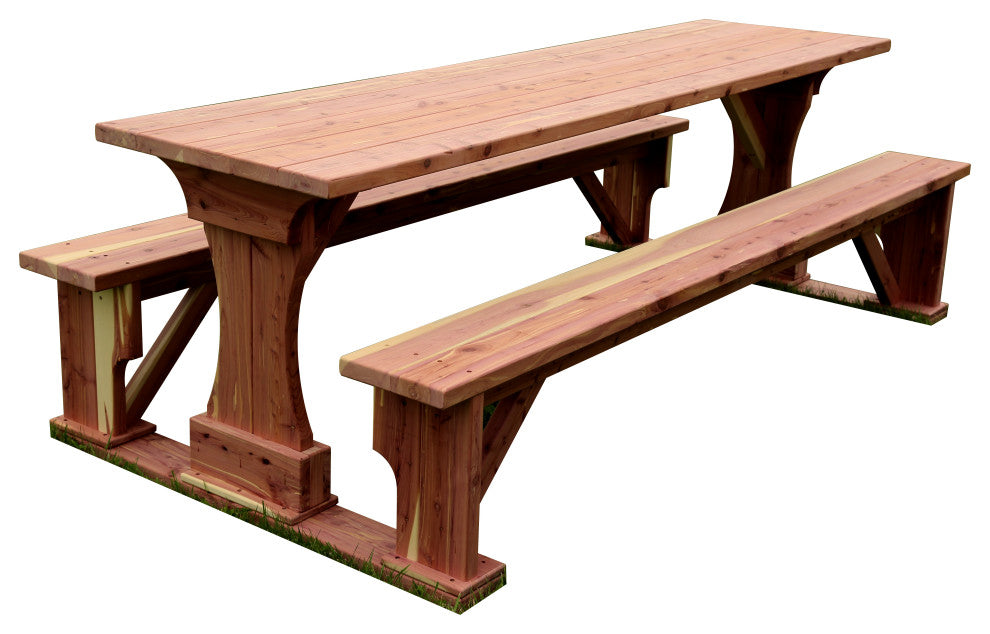 Cedar Log Outdoor Panel Picnic Table, Red Cedar, 5 Foot
