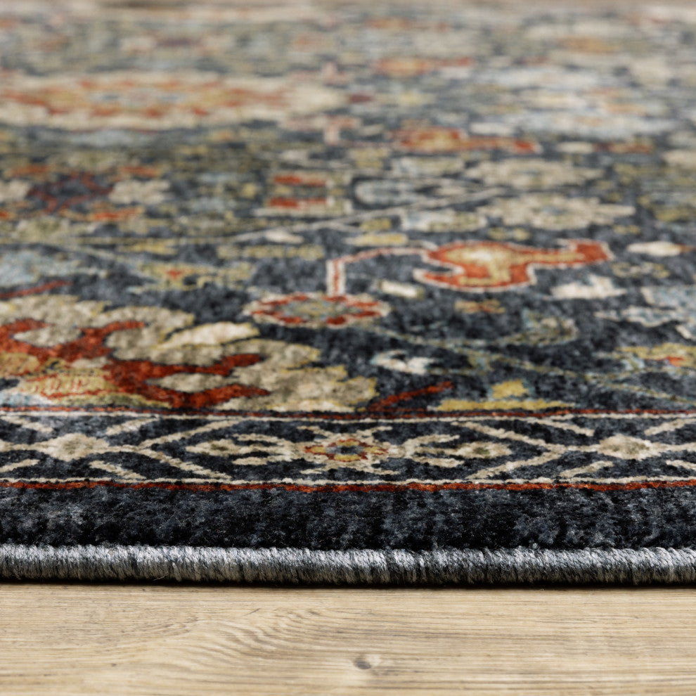 Augustus Persian Inspired Indoor Area Rug, Blue, 5'3"x7'6"