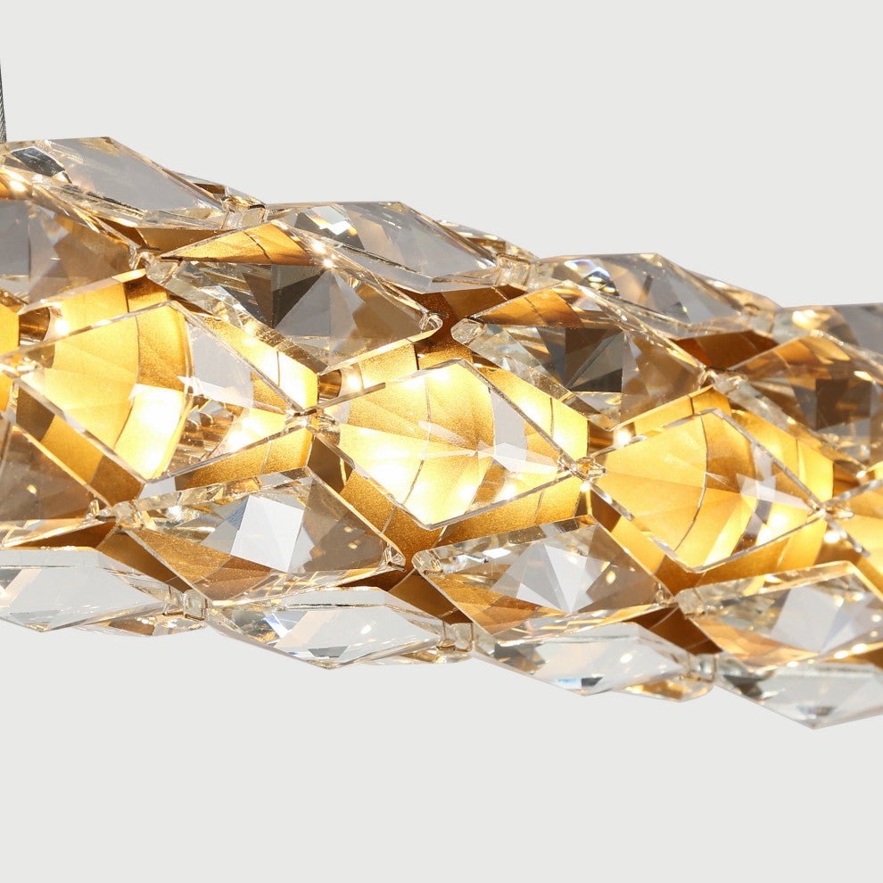 LNC Viniculture 1-Light 36" Modern Crystal Linear LED Island Light, Brass