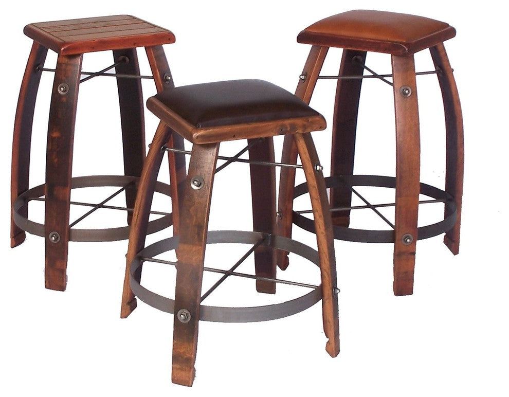 Stave Stool With Wood Top, Caramel, 26"