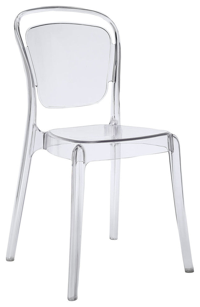 Modern Contemporary Kitchen Dining Side Chair Clear, Outdoor or Indoor