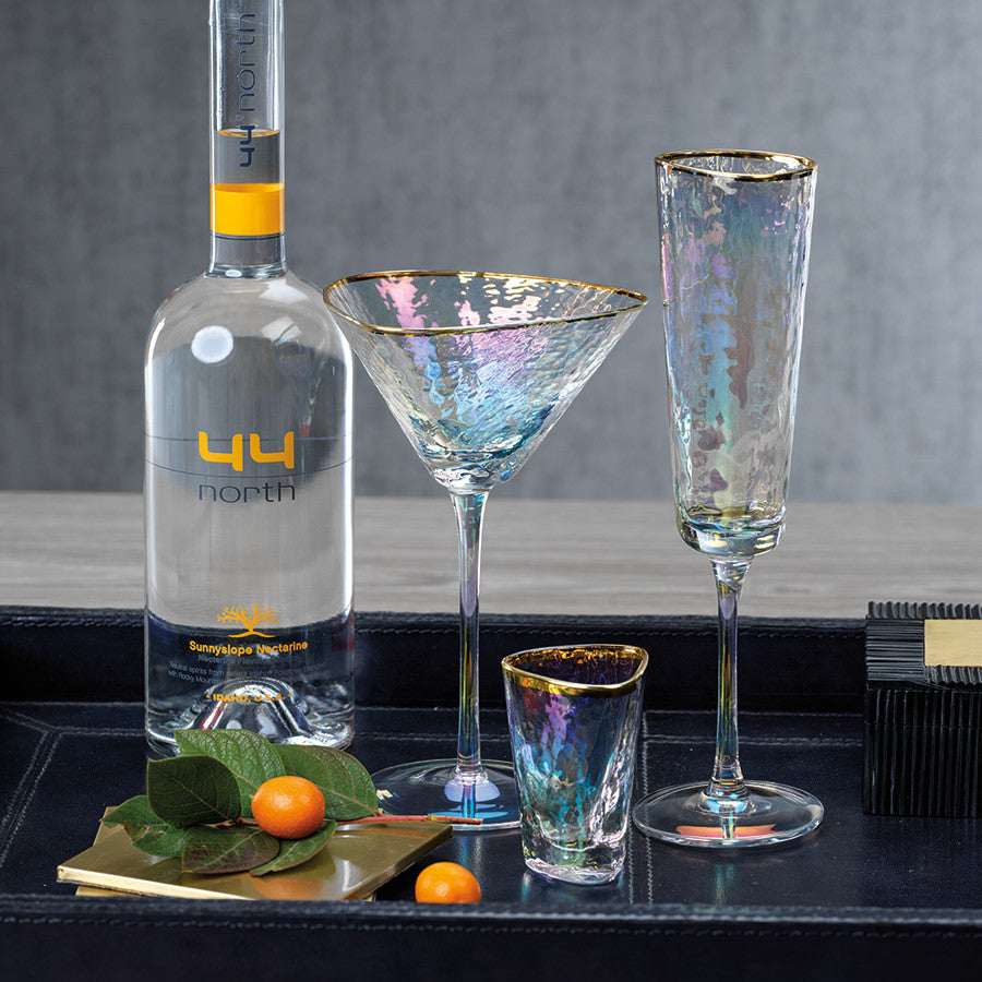 Kampari Triangular Shot Glasses with Gold Rim, Set of 6