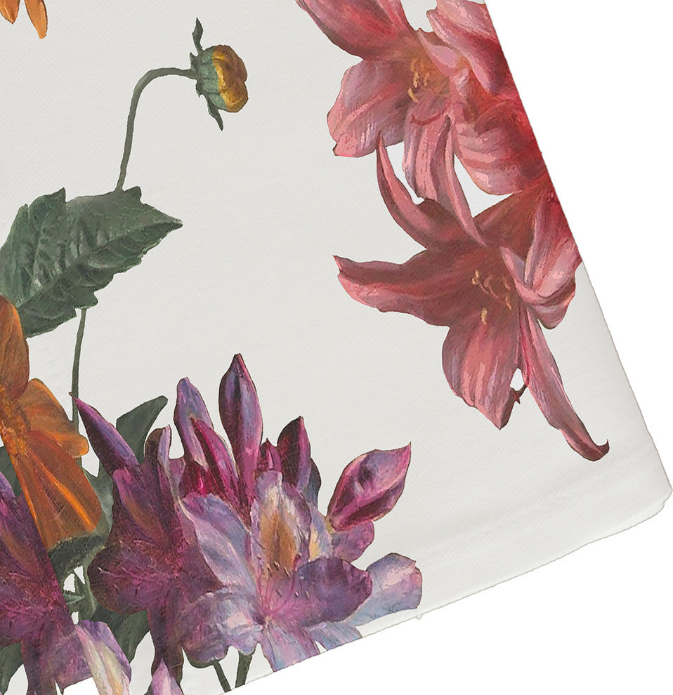 Color Me Floral 19" White Floral Print Napkin, Set of 4