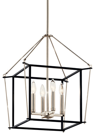 Eisley 4 Light Foyer Pendant, Polished Nickel, 21.25"