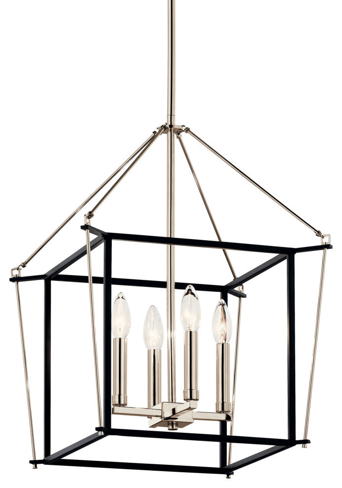 Eisley 4 Light Foyer Pendant, Polished Nickel, 21.25"