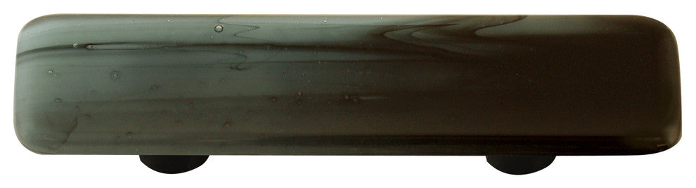 Art Glass Rectangle Swirl Pull, Alum Post, Black Swirl Powder Blue