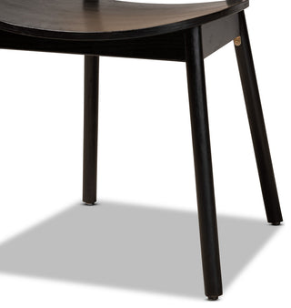 Halen Brown Woven Rattan and Black Wood Finished 2-Piece Cane Dining Chair Set