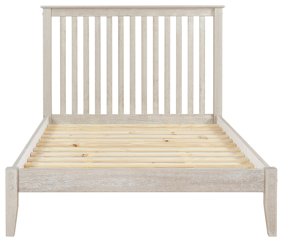 Mission Style Platform Bed, Weathered White, Full