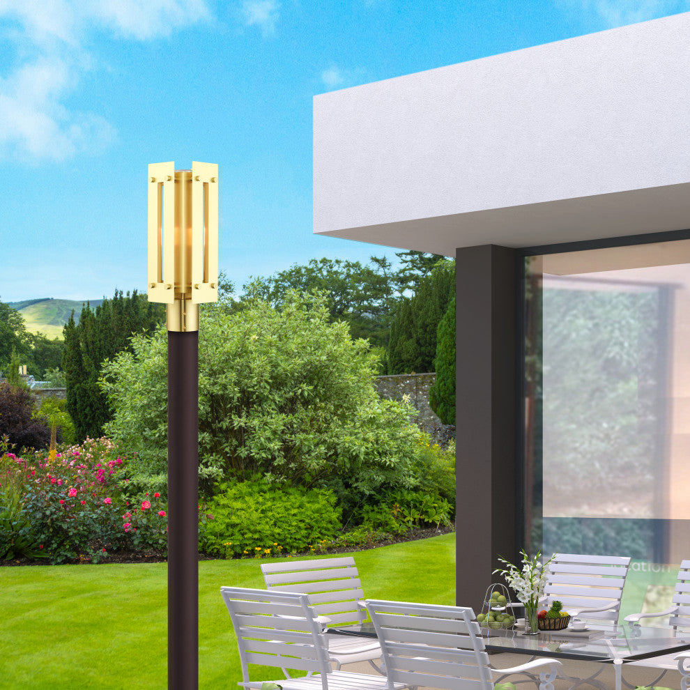 Livex Lighting Utrecht 1 Light Satin Brass Medium Outdoor Post Top Lantern