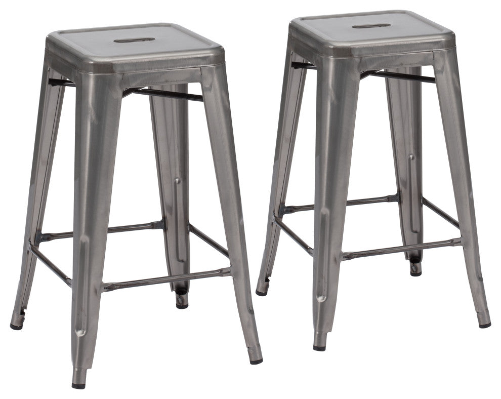 Marius Counter Stool, Set of 2 Gunmetal
