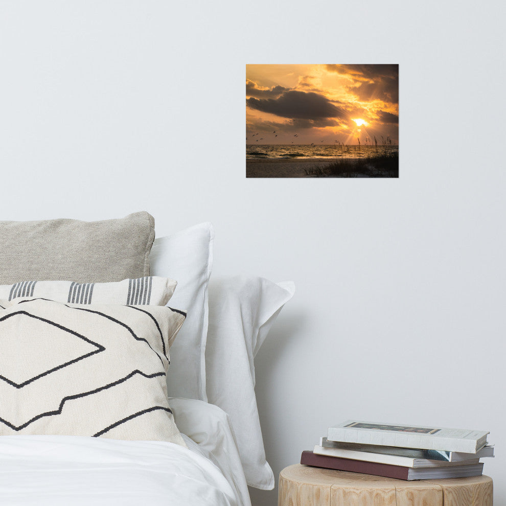 Seaside Themed Wall Art: Anna Maria Island Cloudy Beach Sunset 1 Print, 12" X 16"