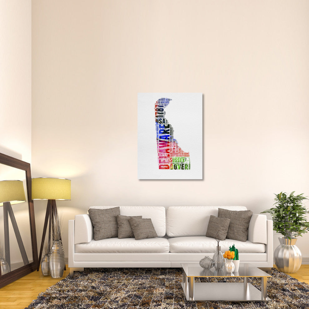 "Delaware Watercolor Word Cloud" Fine Art Print