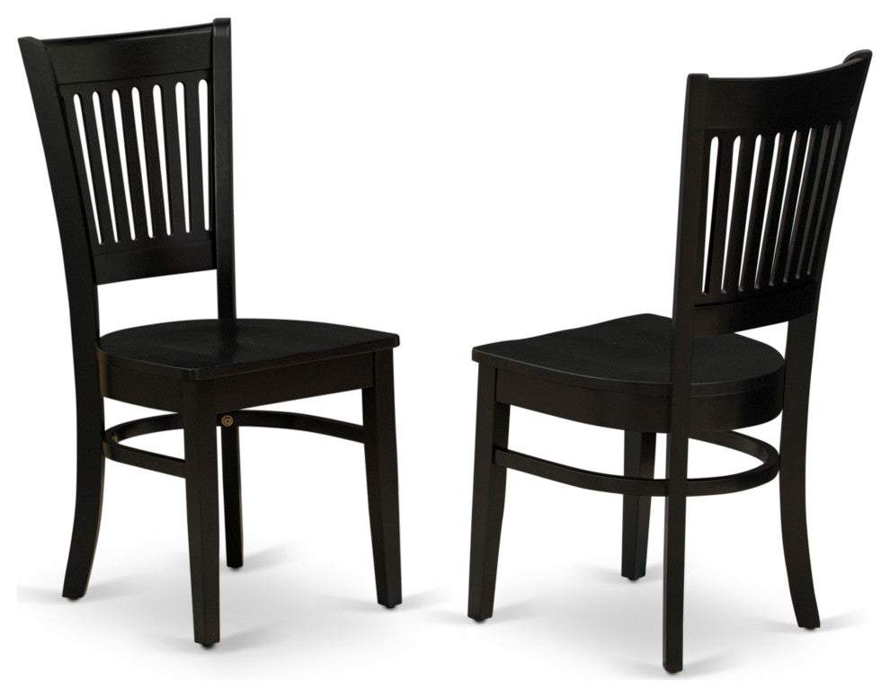 5Pc Dinette Set 4 Chair, Wooden Seat, Slatted Chair Back Drop Leaves Table Black