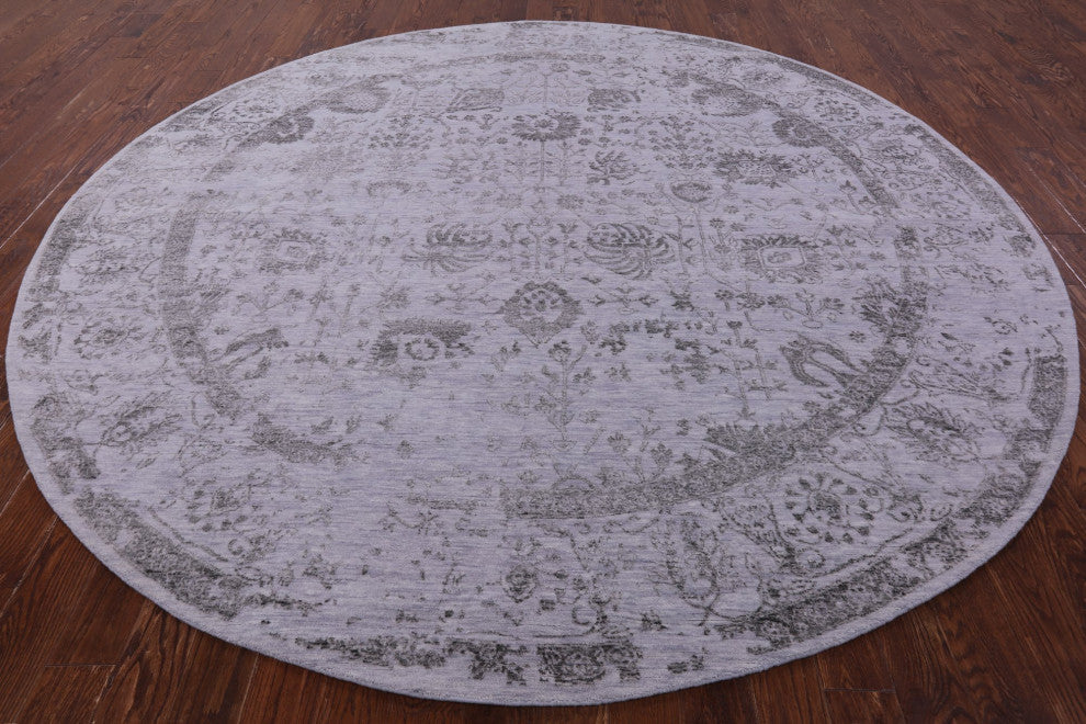10' Round Wool and Silk Persian Hand-Knotted Rug Q9125