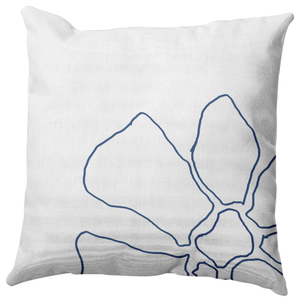 Petal Lines Decorative Throw Pillow, Blue/White, 20x20"