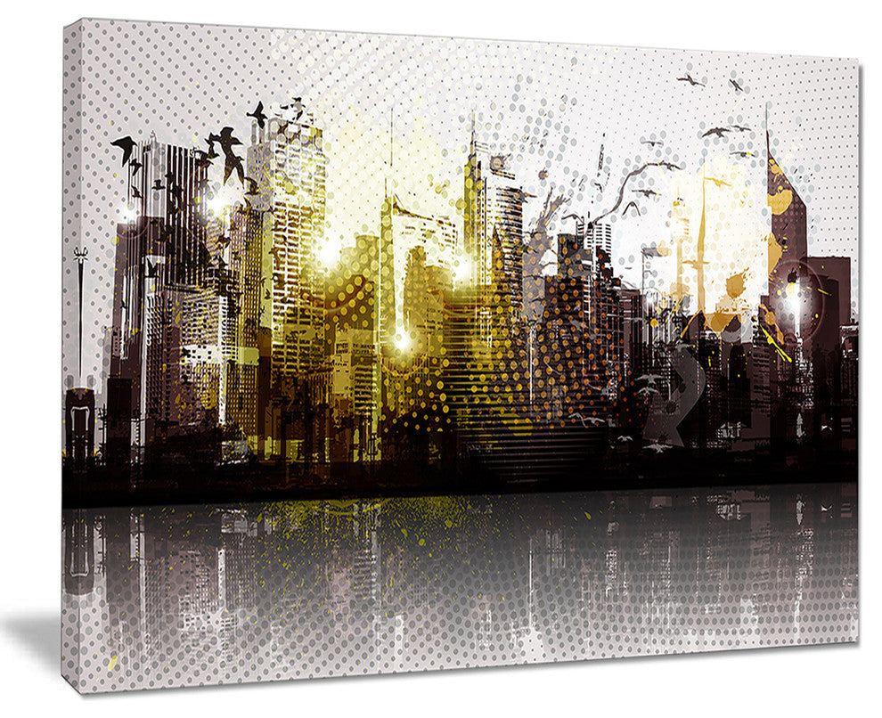 "Grunge City Panorama" Canvas Print
