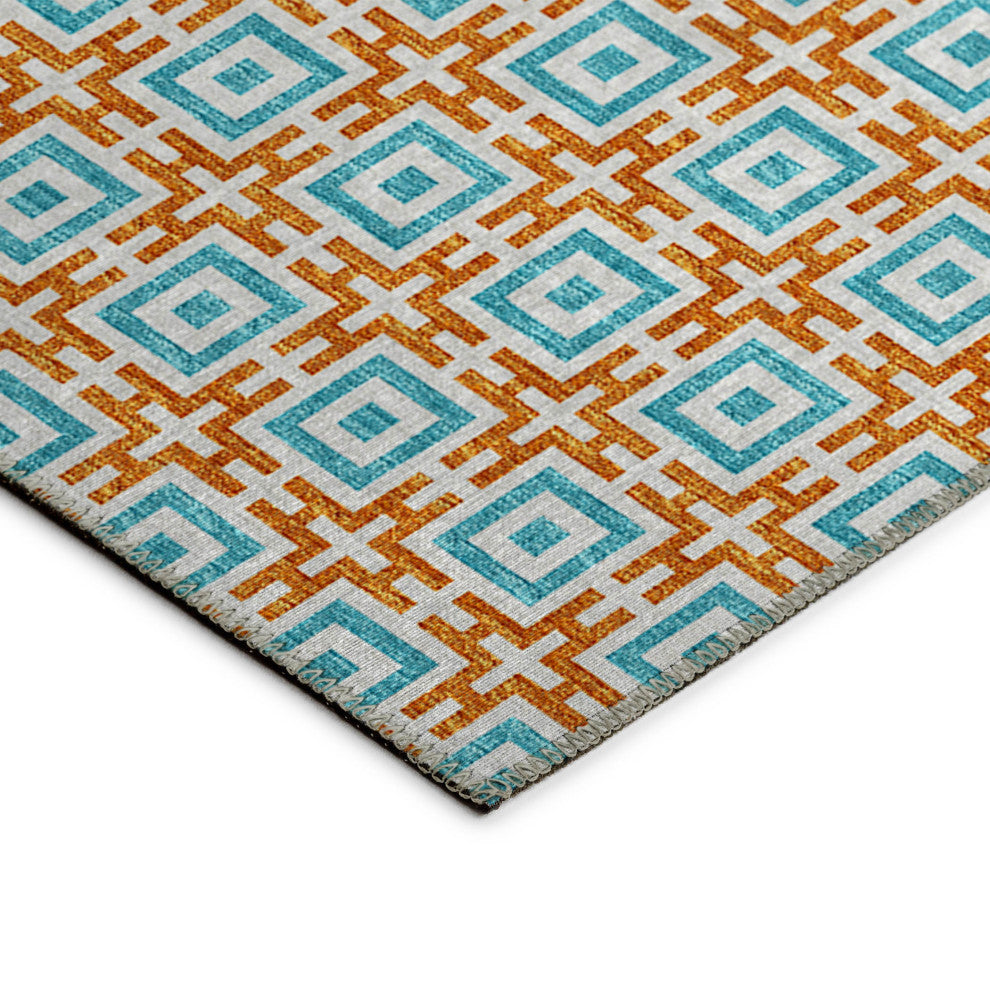Indoor/Outdoor Marlo MO1 Orange Machine Washable 8' x 10' Rug